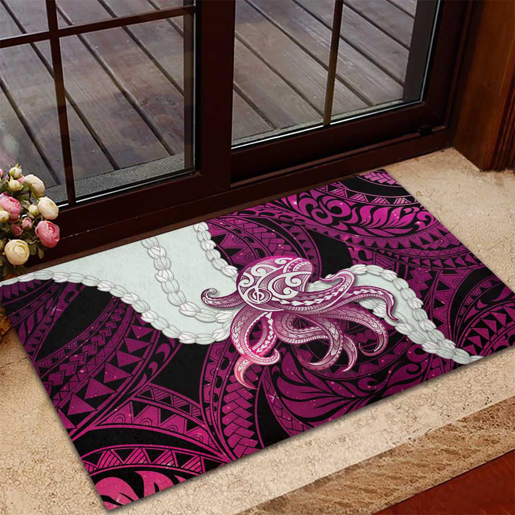 Pink Galaxy Polynesia Tribal Octopus Tattoo Rubber Doormat Pikake Lei Polynesian Pattern LT14 - Polynesian Pride