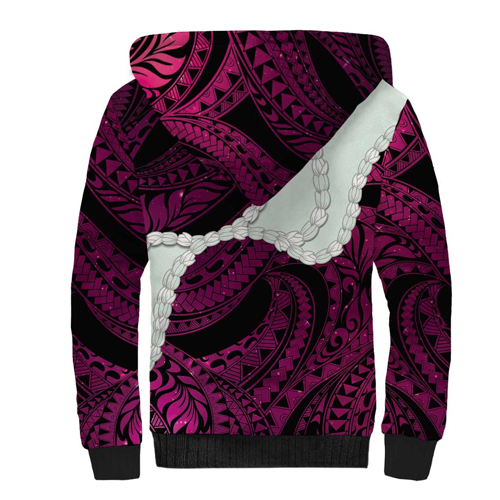 Pink Galaxy Polynesia Tribal Octopus Tattoo Sherpa Hoodie Pikake Lei Polynesian Pattern LT14 - Polynesian Pride