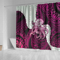Pink Galaxy Polynesia Tribal Octopus Tattoo Shower Curtain Pikake Lei Polynesian Pattern LT14 - Polynesian Pride