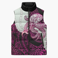 Pink Galaxy Polynesia Tribal Octopus Tattoo Sleeveless Puffer Jacket Pikake Lei Polynesian Pattern LT14 Unisex Pink - Polynesian Pride