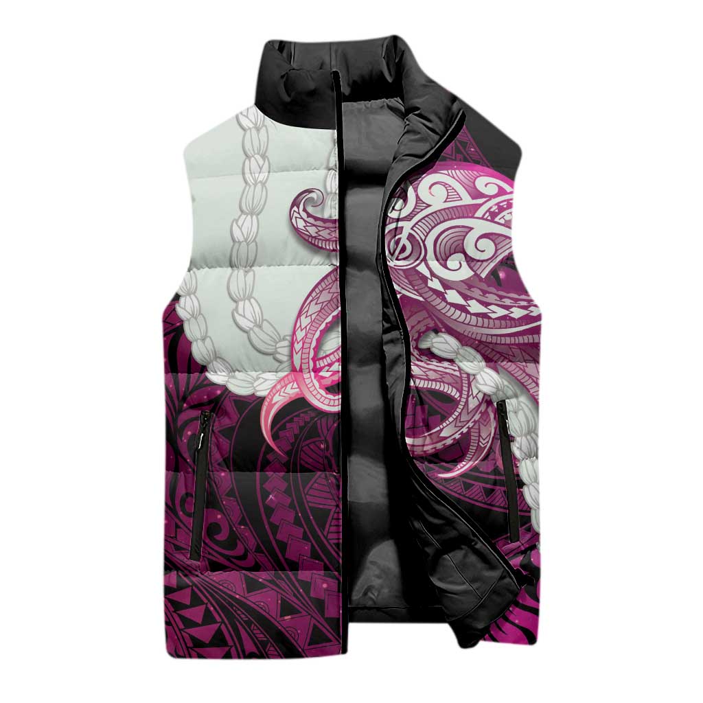 Pink Galaxy Polynesia Tribal Octopus Tattoo Sleeveless Puffer Jacket Pikake Lei Polynesian Pattern LT14 - Polynesian Pride