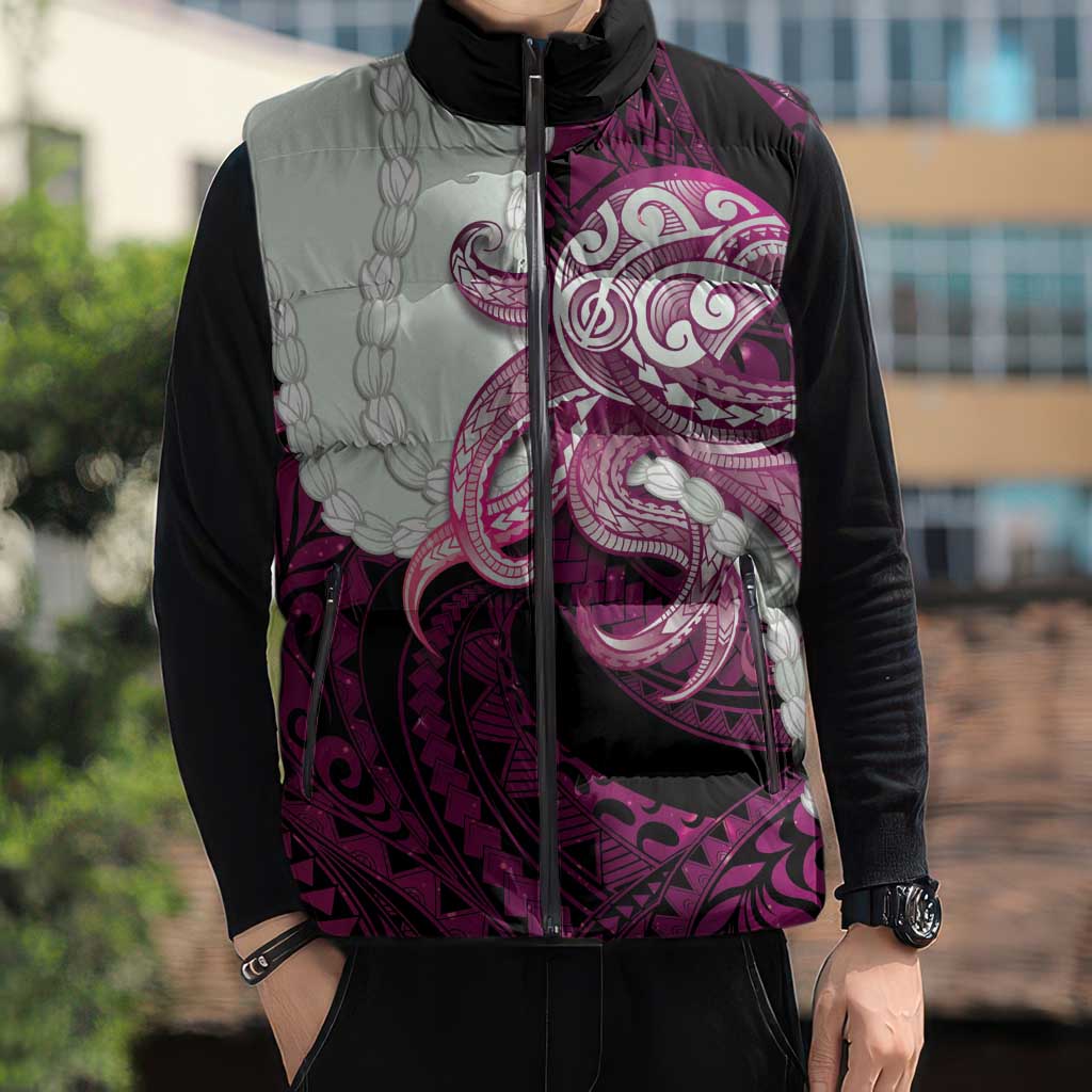 Pink Galaxy Polynesia Tribal Octopus Tattoo Sleeveless Puffer Jacket Pikake Lei Polynesian Pattern LT14 - Polynesian Pride