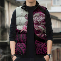 Pink Galaxy Polynesia Tribal Octopus Tattoo Sleeveless Puffer Jacket Pikake Lei Polynesian Pattern LT14 - Polynesian Pride