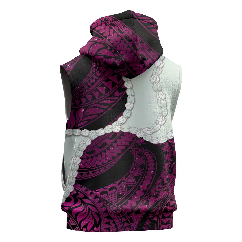 Pink Galaxy Polynesia Tribal Octopus Tattoo Sleeveless Zip Hoodie Pikake Lei Polynesian Pattern LT14 - Polynesian Pride