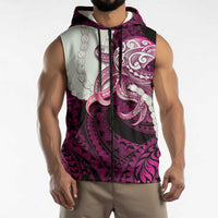 Pink Galaxy Polynesia Tribal Octopus Tattoo Sleeveless Zip Hoodie Pikake Lei Polynesian Pattern LT14 - Polynesian Pride