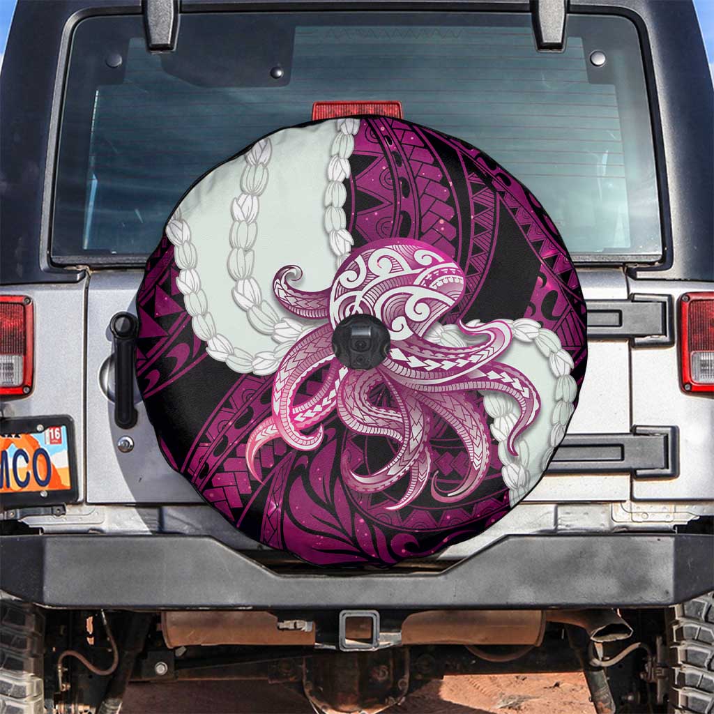 Pink Galaxy Polynesia Tribal Octopus Tattoo Spare Tire Cover Pikake Lei Polynesian Pattern LT14 Pink - Polynesian Pride