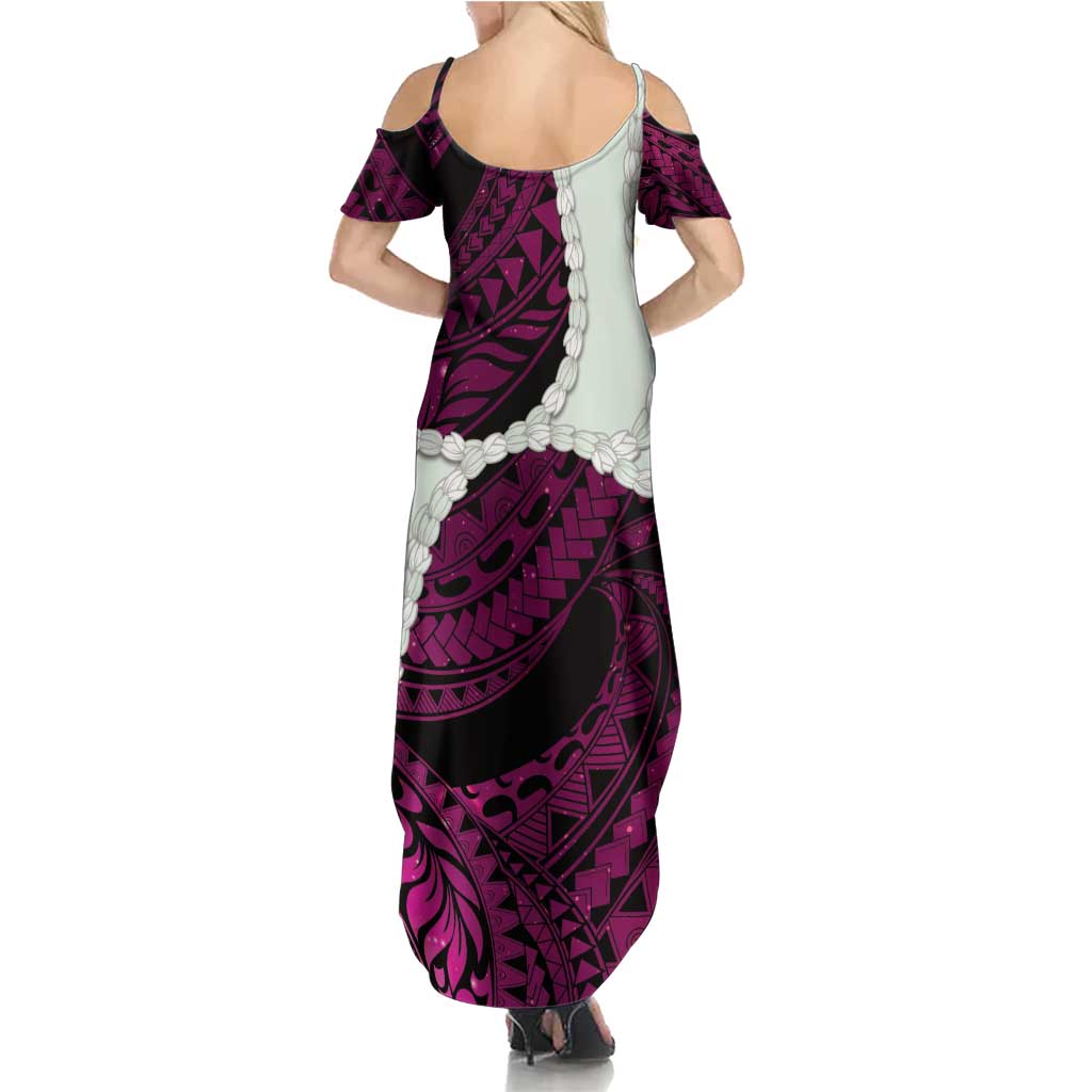 Pink Galaxy Polynesia Tribal Octopus Tattoo Summer Maxi Dress Pikake Lei Polynesian Pattern LT14 - Polynesian Pride