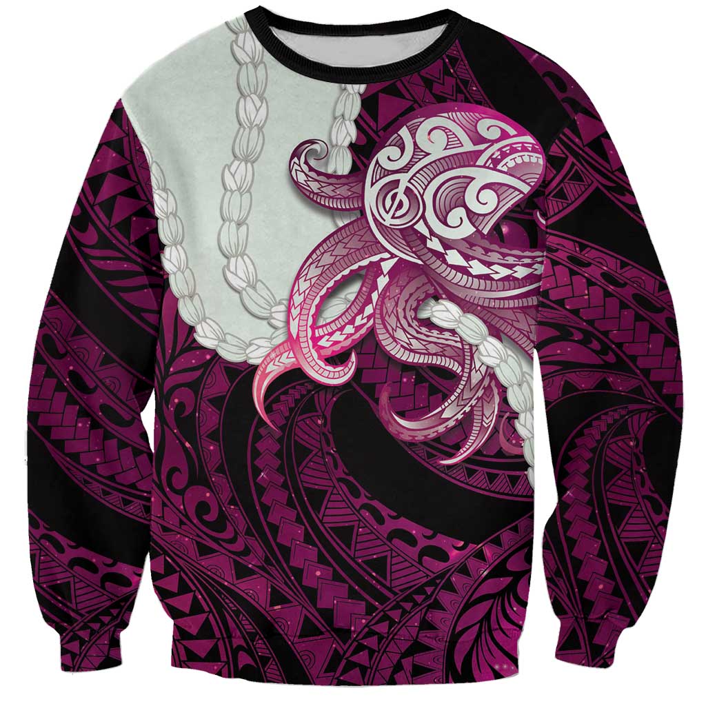 Pink Galaxy Polynesia Tribal Octopus Tattoo Sweatshirt Pikake Lei Polynesian Pattern LT14 Unisex Pink - Polynesian Pride