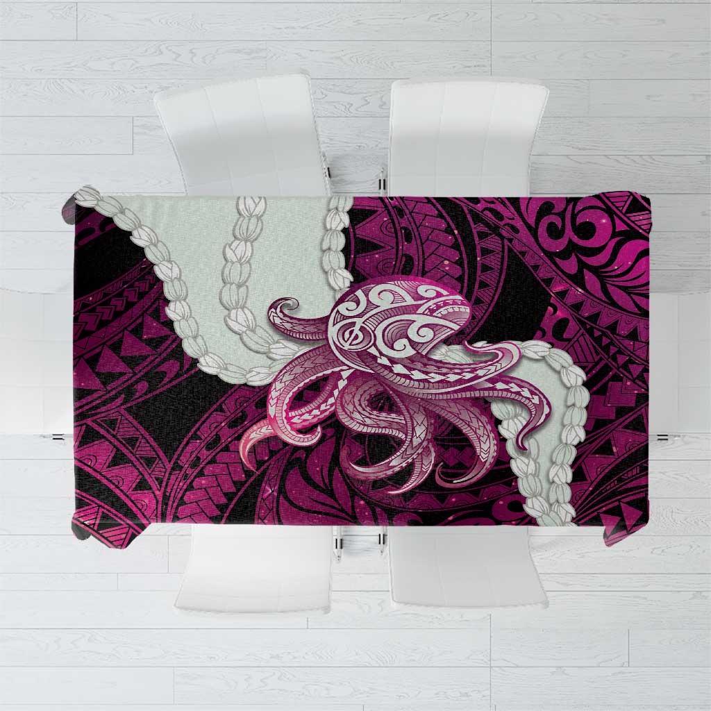 Pink Galaxy Polynesia Tribal Octopus Tattoo Tablecloth Pikake Lei Polynesian Pattern