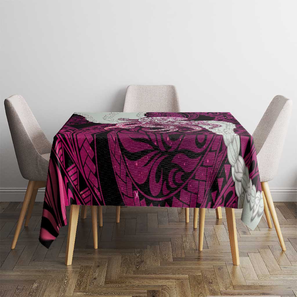 Pink Galaxy Polynesia Tribal Octopus Tattoo Tablecloth Pikake Lei Polynesian Pattern