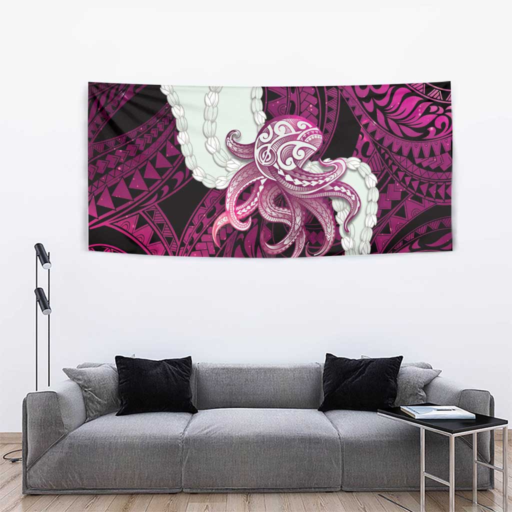 Pink Galaxy Polynesia Tribal Octopus Tattoo Tapestry Pikake Lei Polynesian Pattern LT14 - Polynesian Pride