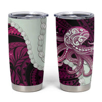 Pink Galaxy Polynesia Tribal Octopus Tattoo Tumbler Cup Pikake Lei Polynesian Pattern