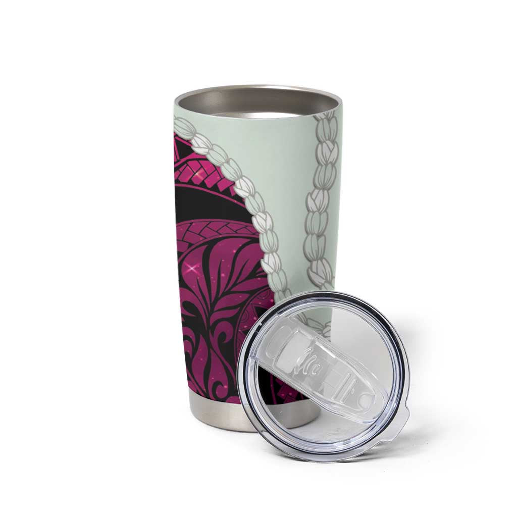 Pink Galaxy Polynesia Tribal Octopus Tattoo Tumbler Cup Pikake Lei Polynesian Pattern