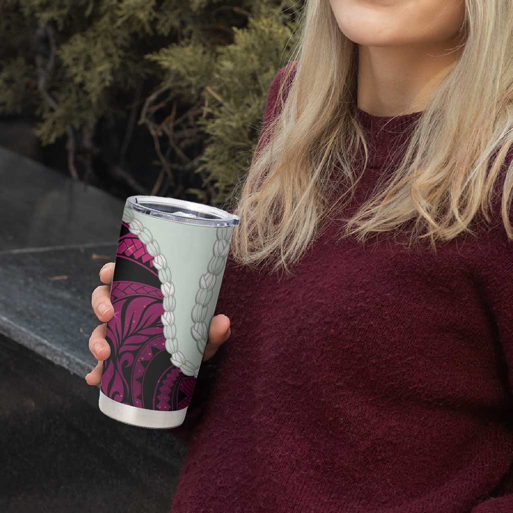 Pink Galaxy Polynesia Tribal Octopus Tattoo Tumbler Cup Pikake Lei Polynesian Pattern