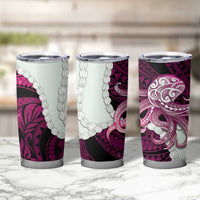 Pink Galaxy Polynesia Tribal Octopus Tattoo Tumbler Cup Pikake Lei Polynesian Pattern