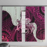 Pink Galaxy Polynesia Tribal Octopus Tattoo Window Curtain Pikake Lei Polynesian Pattern LT14 With Hooks Pink - Polynesian Pride