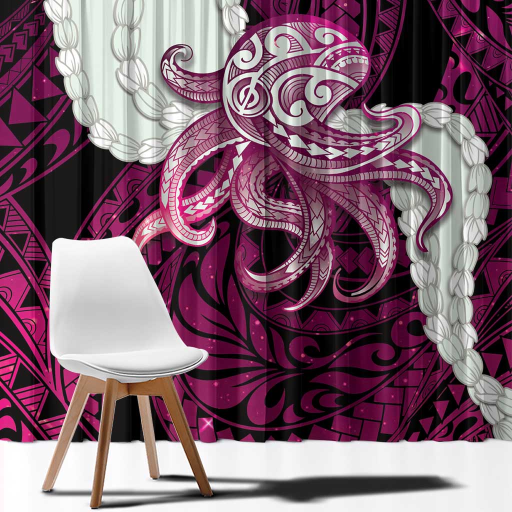 Pink Galaxy Polynesia Tribal Octopus Tattoo Window Curtain Pikake Lei Polynesian Pattern LT14 - Polynesian Pride