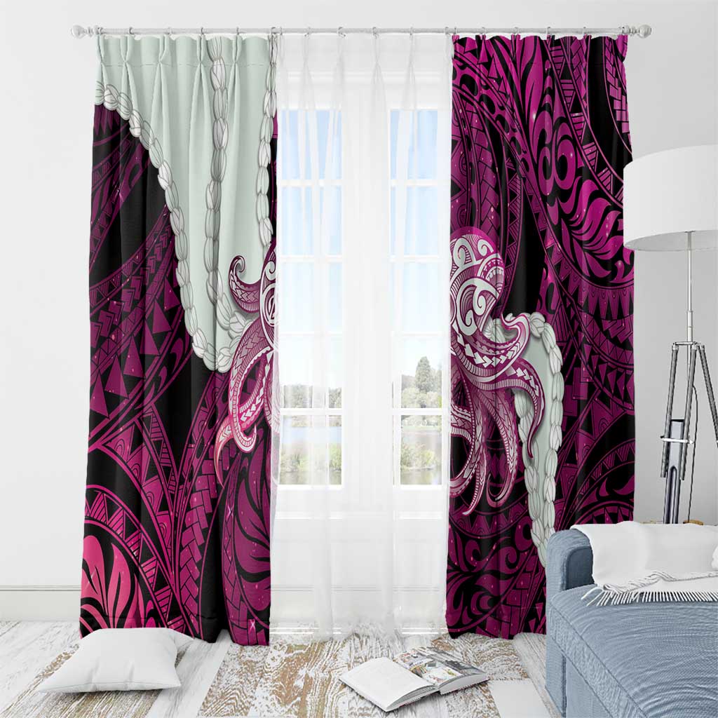 Pink Galaxy Polynesia Tribal Octopus Tattoo Window Curtain Pikake Lei Polynesian Pattern LT14 - Polynesian Pride