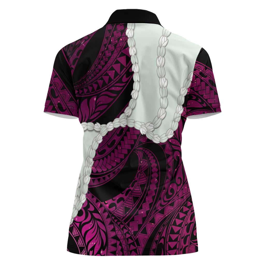 Pink Galaxy Polynesia Tribal Octopus Tattoo Women Polo Shirt Pikake Lei Polynesian Pattern LT14 - Polynesian Pride