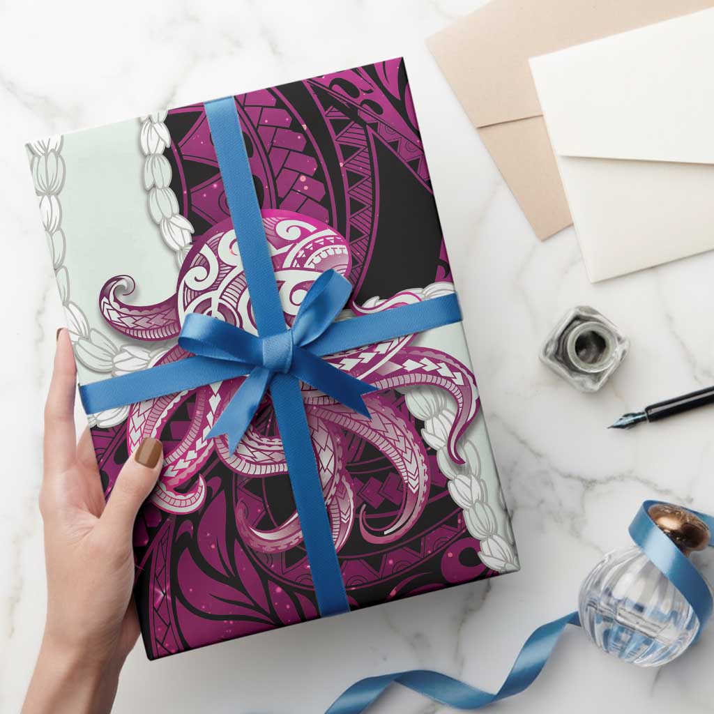 Pink Galaxy Polynesia Tribal Octopus Tattoo Wrapping Paper Pikake Lei Polynesian Pattern LT14 - Polynesian Pride