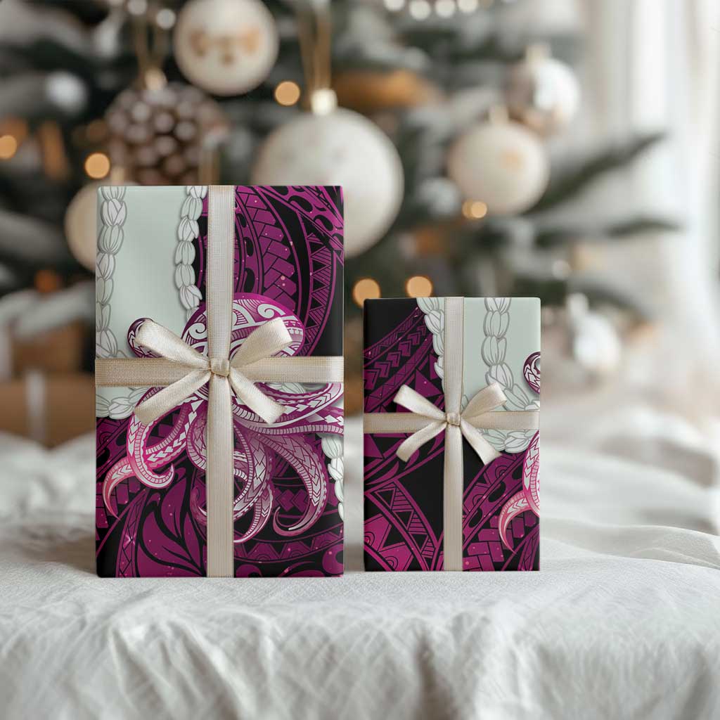 Pink Galaxy Polynesia Tribal Octopus Tattoo Wrapping Paper Pikake Lei Polynesian Pattern LT14 - Polynesian Pride