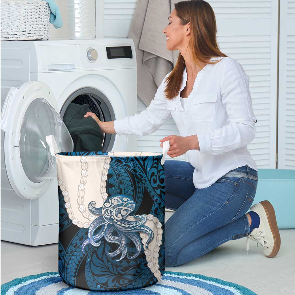 Blue Galaxy Polynesia Tribal Octopus Tattoo Laundry Basket Pikake Lei Polynesian Pattern LT14 - Polynesian Pride
