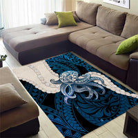 Blue Galaxy Polynesia Tribal Octopus Tattoo Area Rug Pikake Lei Polynesian Pattern