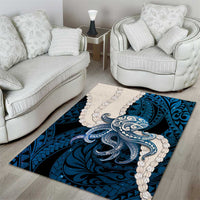 Blue Galaxy Polynesia Tribal Octopus Tattoo Area Rug Pikake Lei Polynesian Pattern