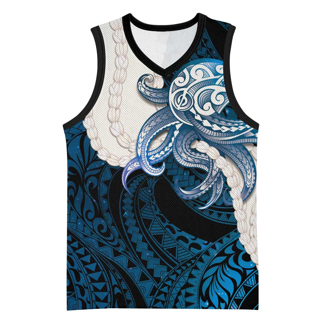Blue Galaxy Polynesia Tribal Octopus Tattoo Basketball Jersey Pikake Lei Polynesian Pattern LT14 Unisex Blue - Polynesian Pride