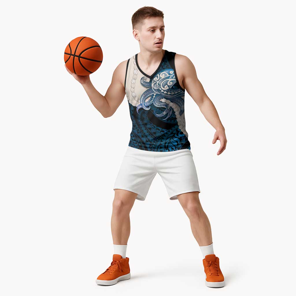 Blue Galaxy Polynesia Tribal Octopus Tattoo Basketball Jersey Pikake Lei Polynesian Pattern LT14 - Polynesian Pride