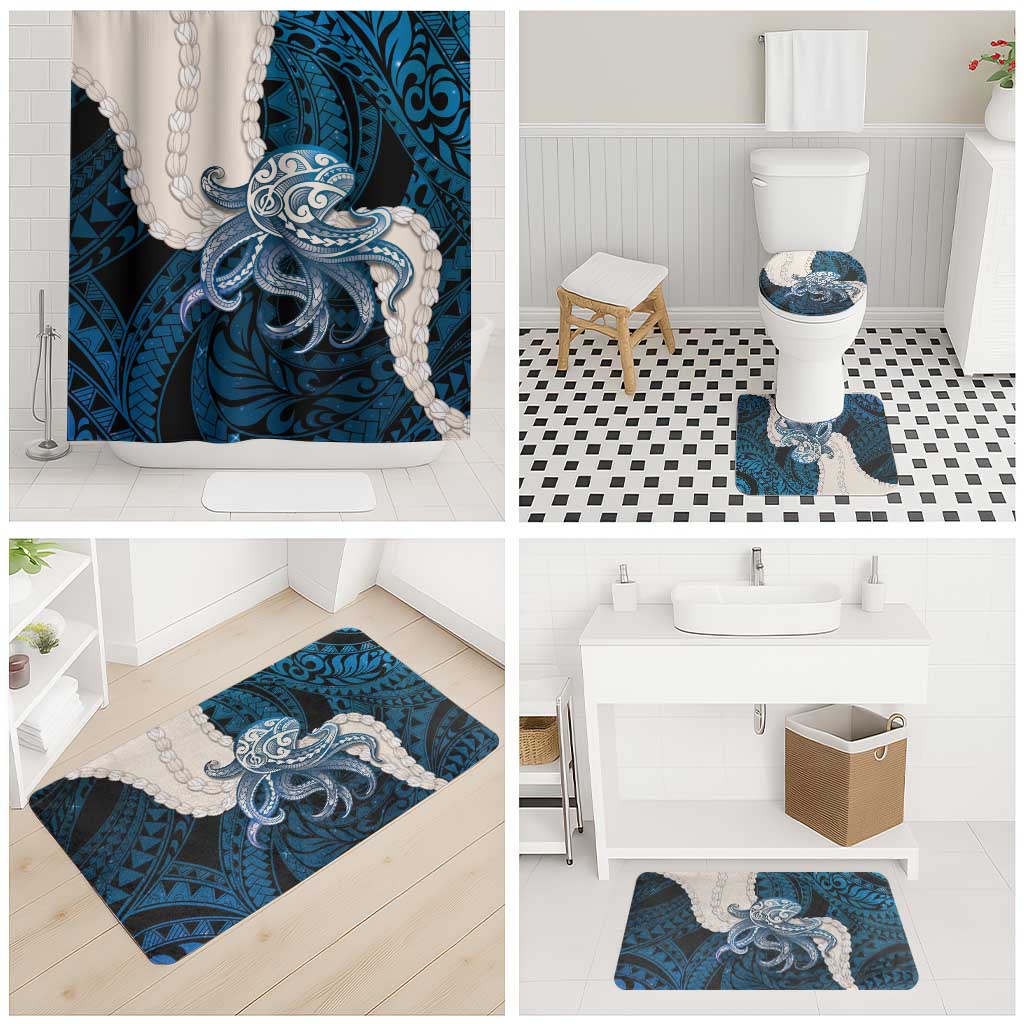 Blue Galaxy Polynesia Tribal Octopus Tattoo Bathroom Set Pikake Lei Polynesian Pattern LT14 - Polynesian Pride