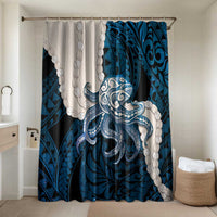 Blue Galaxy Polynesia Tribal Octopus Tattoo Bathroom Set Pikake Lei Polynesian Pattern LT14 Shower Curtain Only Blue - Polynesian Pride