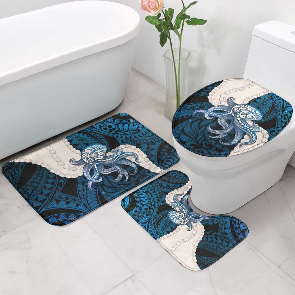 Blue Galaxy Polynesia Tribal Octopus Tattoo Bathroom Set Pikake Lei Polynesian Pattern LT14 - Polynesian Pride