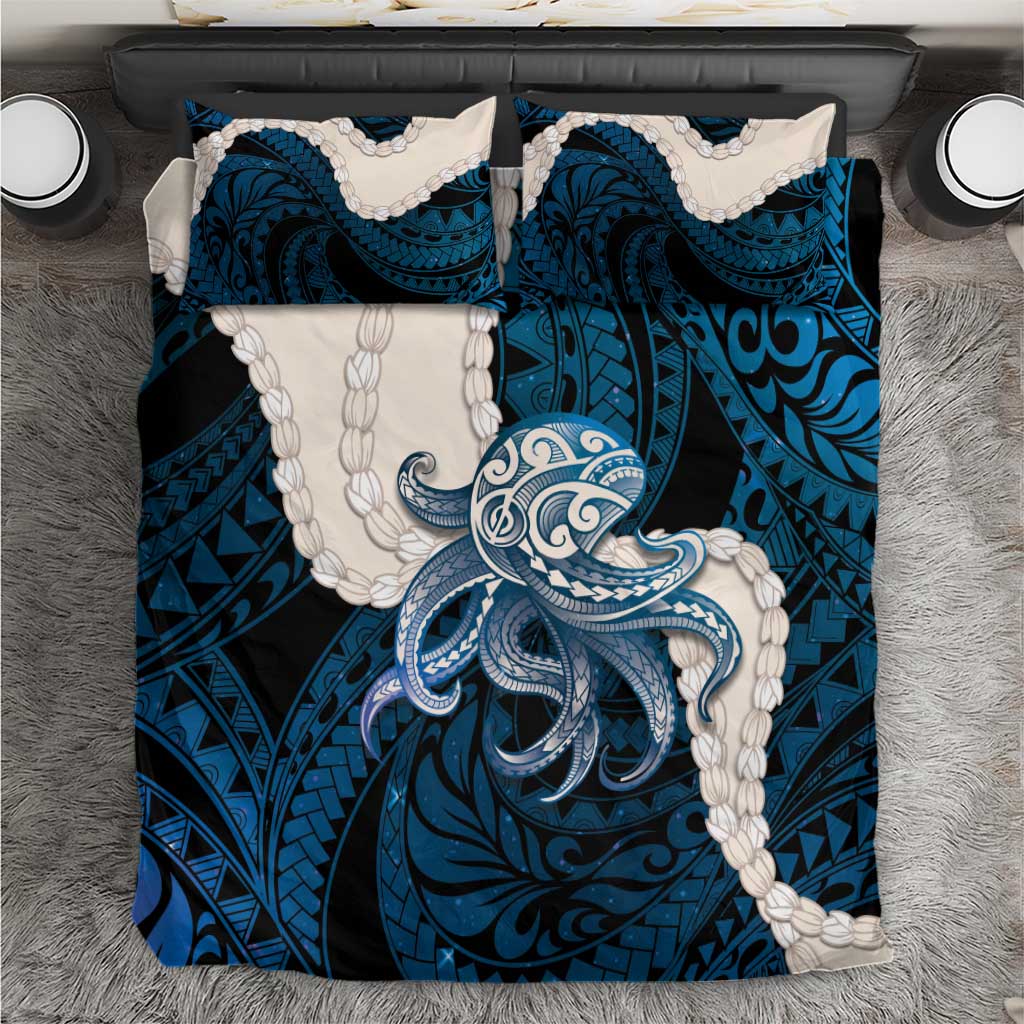 Blue Galaxy Polynesia Tribal Octopus Tattoo Bedding Set Pikake Lei Polynesian Pattern LT14 Blue - Polynesian Pride