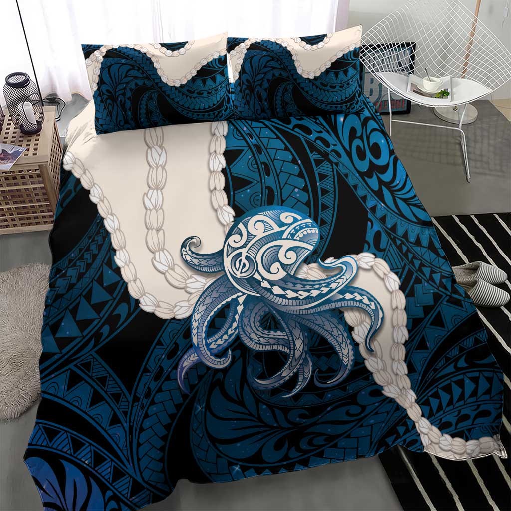 Blue Galaxy Polynesia Tribal Octopus Tattoo Bedding Set Pikake Lei Polynesian Pattern LT14 - Polynesian Pride