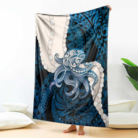 Blue Galaxy Polynesia Tribal Octopus Tattoo Blanket Pikake Lei Polynesian Pattern LT14 - Polynesian Pride