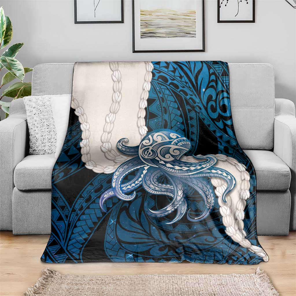 Blue Galaxy Polynesia Tribal Octopus Tattoo Blanket Pikake Lei Polynesian Pattern LT14 - Polynesian Pride