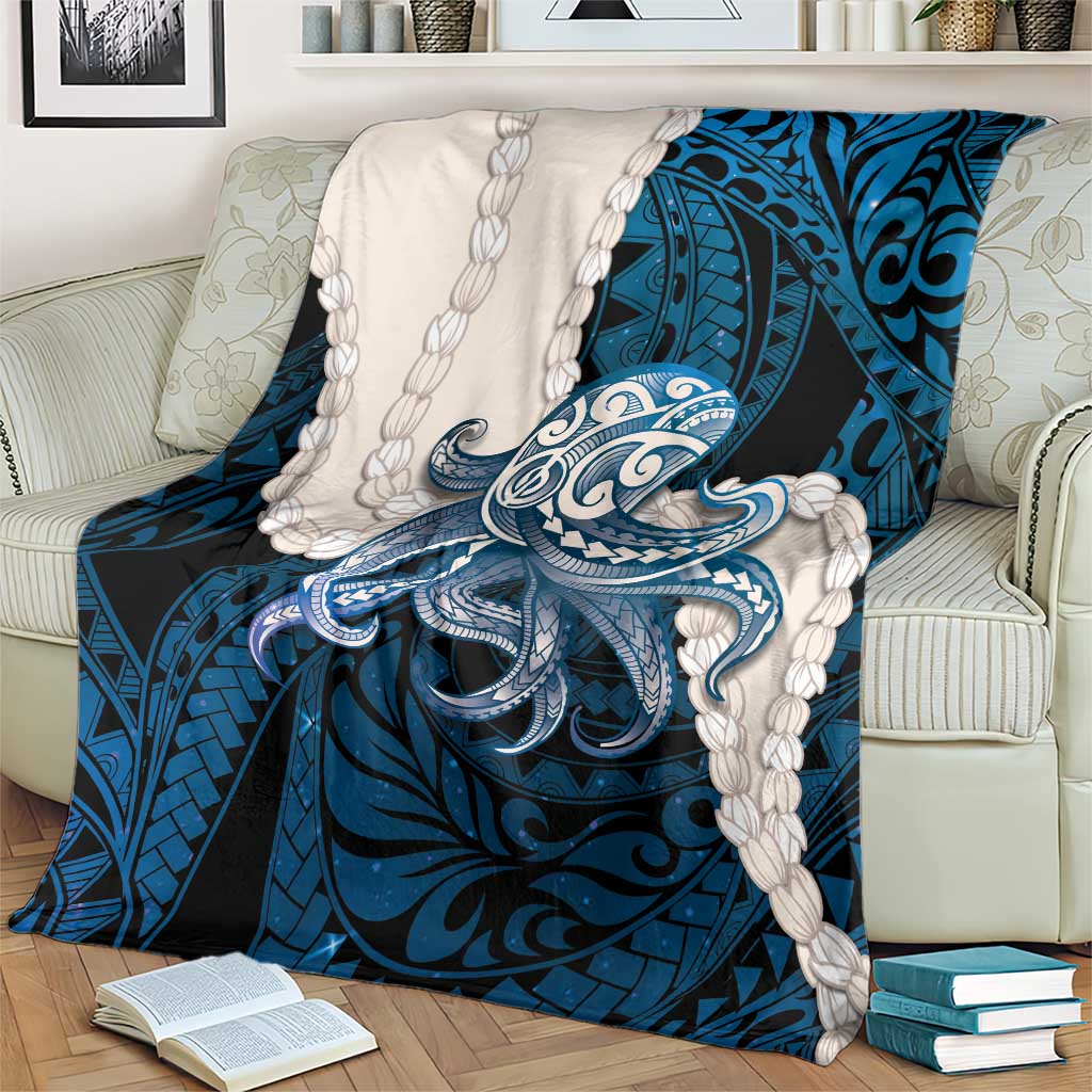 Blue Galaxy Polynesia Tribal Octopus Tattoo Blanket Pikake Lei Polynesian Pattern LT14 - Polynesian Pride