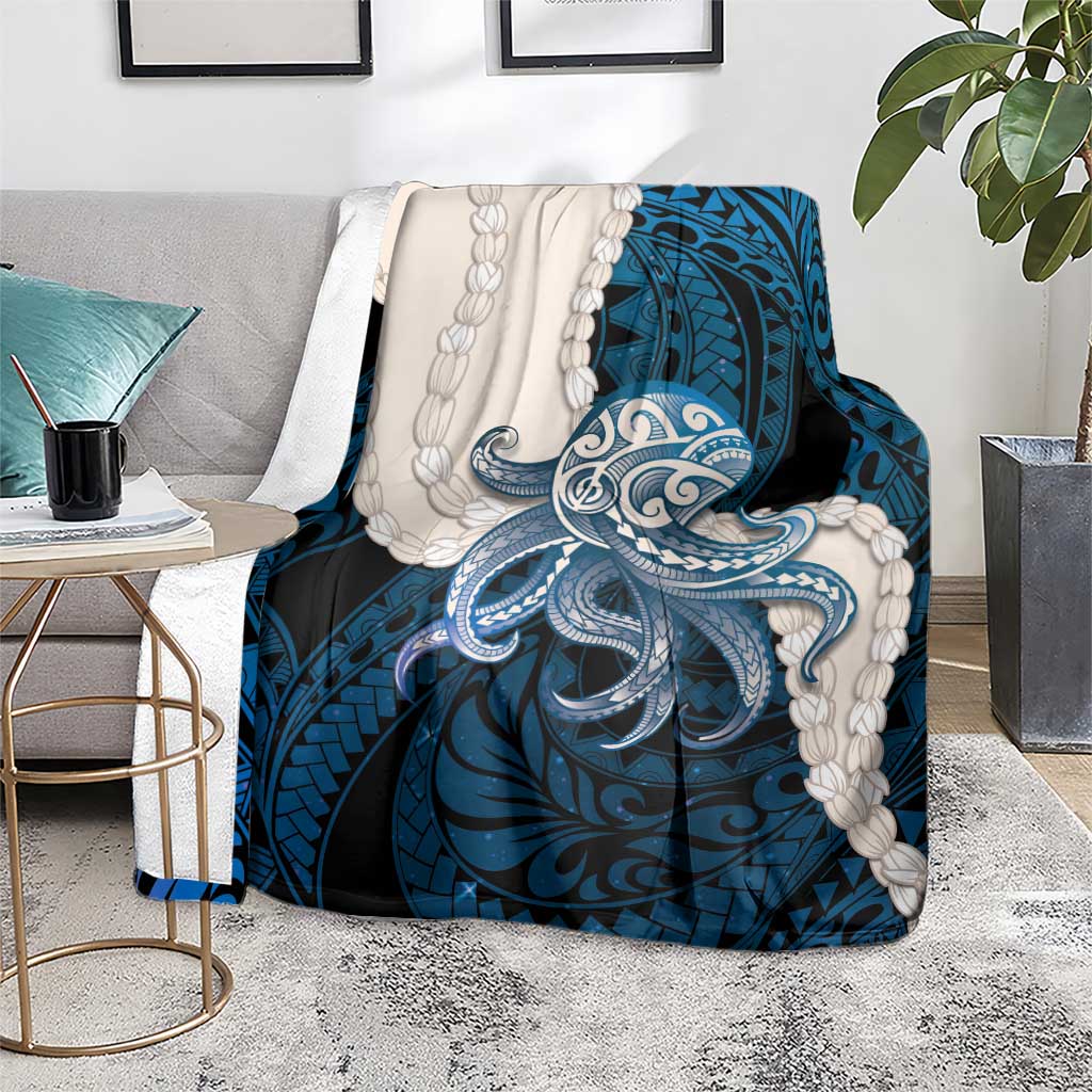 Blue Galaxy Polynesia Tribal Octopus Tattoo Blanket Pikake Lei Polynesian Pattern LT14 - Polynesian Pride
