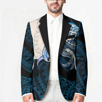 Blue Galaxy Polynesia Tribal Octopus Tattoo Blazer Pikake Lei Polynesian Pattern LT14 - Polynesian Pride