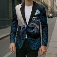 Blue Galaxy Polynesia Tribal Octopus Tattoo Blazer Pikake Lei Polynesian Pattern LT14 - Polynesian Pride