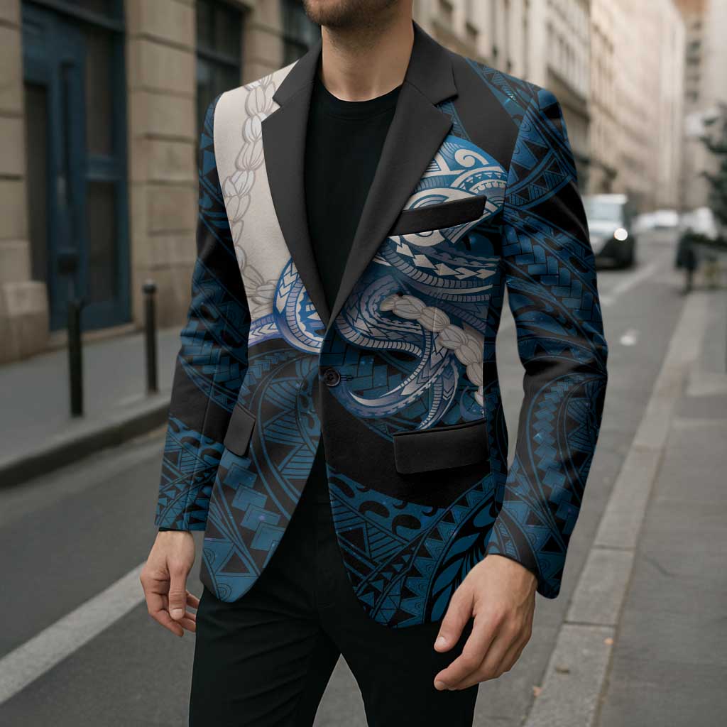 Blue Galaxy Polynesia Tribal Octopus Tattoo Blazer Pikake Lei Polynesian Pattern LT14 - Polynesian Pride