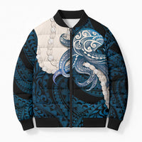 Blue Galaxy Polynesia Tribal Octopus Tattoo Bomber Puffer Jacket Pikake Lei Polynesian Pattern LT14 Unisex Blue - Polynesian Pride
