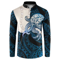 Blue Galaxy Polynesia Tribal Octopus Tattoo Button Sweatshirt Pikake Lei Polynesian Pattern LT14 Blue - Polynesian Pride
