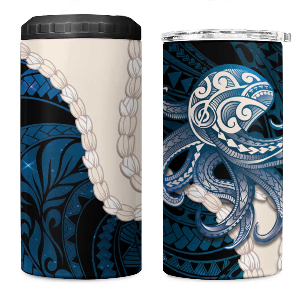 Blue Galaxy Polynesia Tribal Octopus Tattoo 4 in 1 Can Cooler Tumbler Pikake Lei Polynesian Pattern LT14 One Size: 16 oz Blue - Polynesian Pride