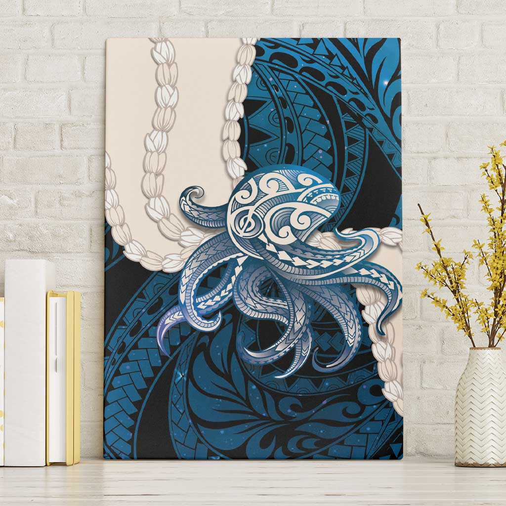 Blue Galaxy Polynesia Tribal Octopus Tattoo Canvas Wall Art Pikake Lei Polynesian Pattern LT14 Without Frame Blue - Polynesian Pride