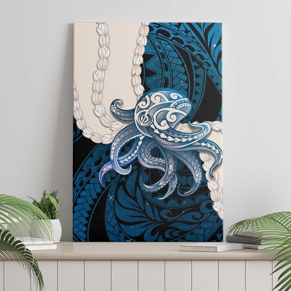 Blue Galaxy Polynesia Tribal Octopus Tattoo Canvas Wall Art Pikake Lei Polynesian Pattern LT14 - Polynesian Pride