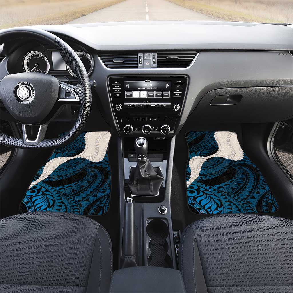 Blue Galaxy Polynesia Tribal Octopus Tattoo Car Mats Pikake Lei Polynesian Pattern LT14 Set 2pcs - Front Blue - Polynesian Pride