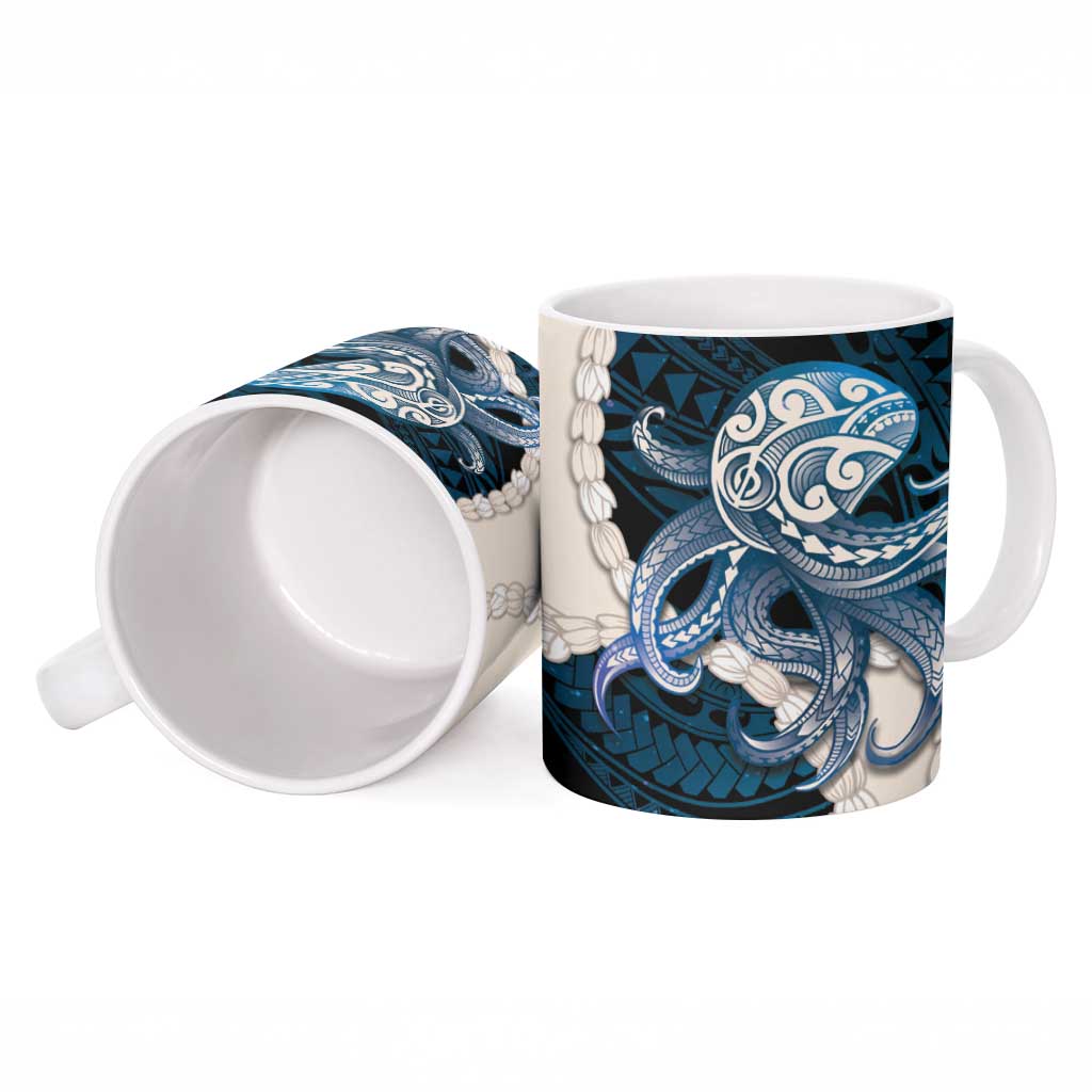 Blue Galaxy Polynesia Tribal Octopus Tattoo Ceramic Mug Pikake Lei Polynesian Pattern LT14 - Polynesian Pride