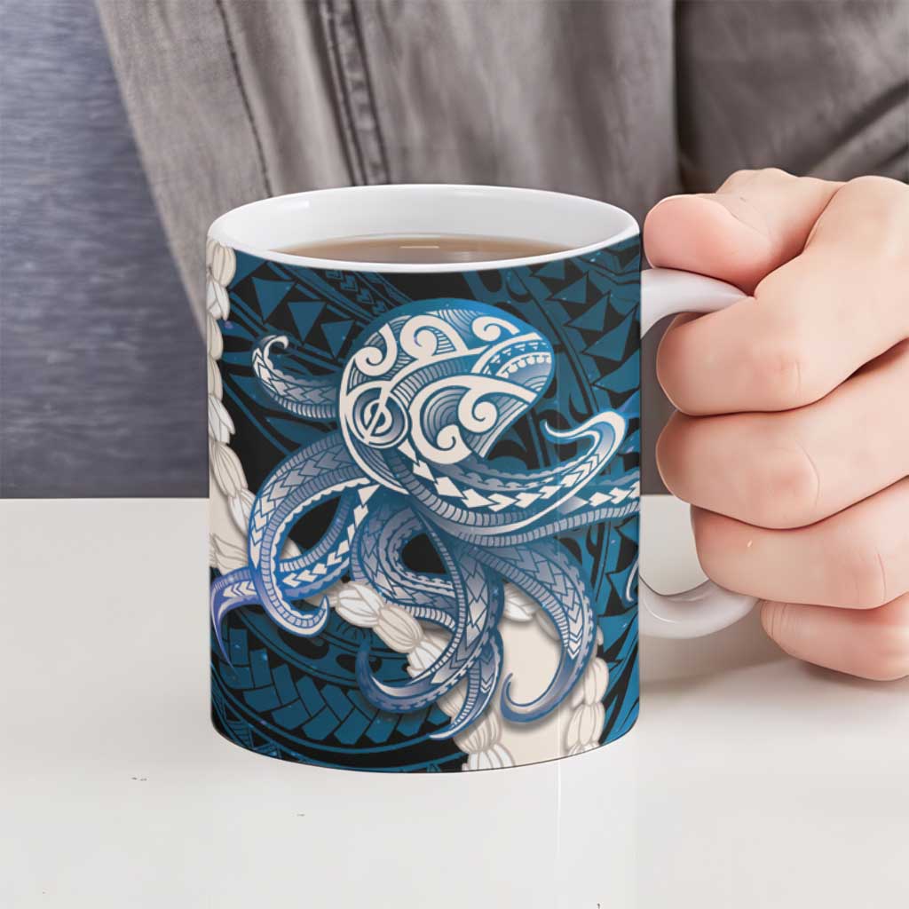 Blue Galaxy Polynesia Tribal Octopus Tattoo Ceramic Mug Pikake Lei Polynesian Pattern LT14 - Polynesian Pride